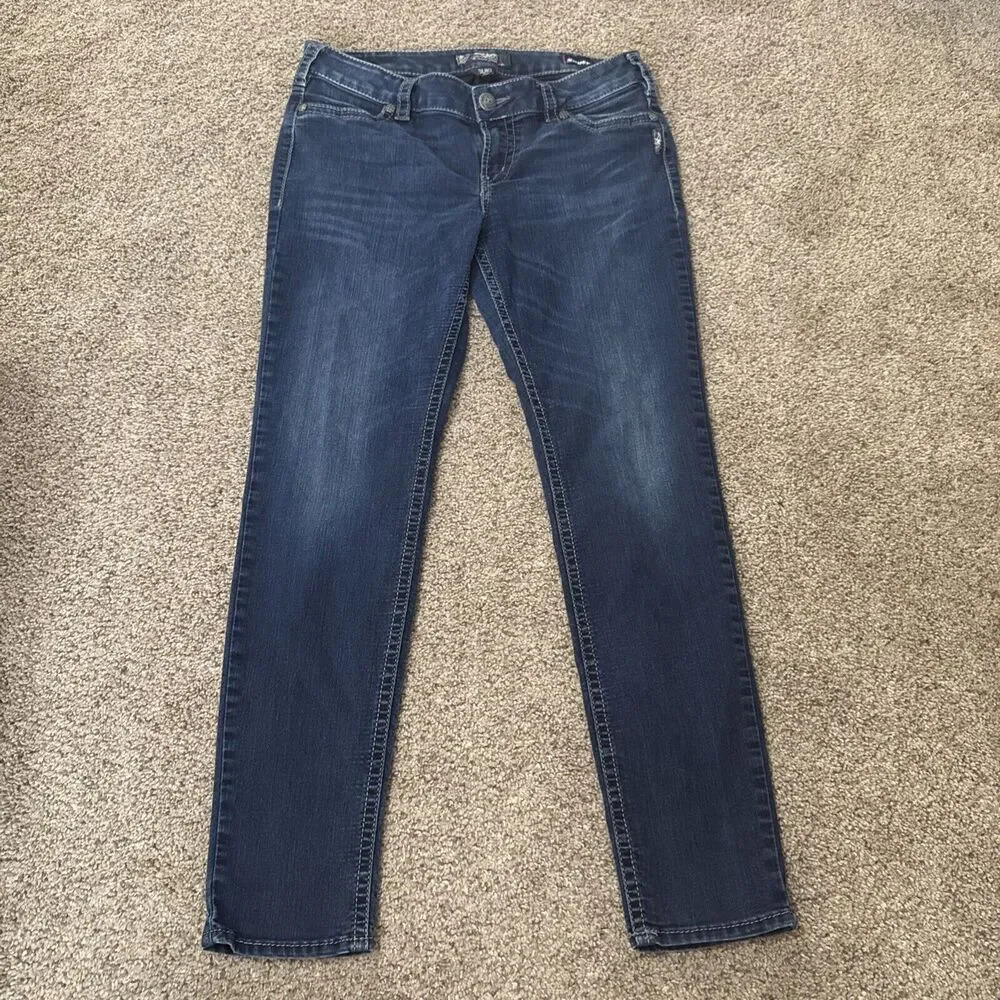Silver Suki Ankle Skinny Jeans Womens Size 32x31 Dark Wash Y2K Skater Streetwear